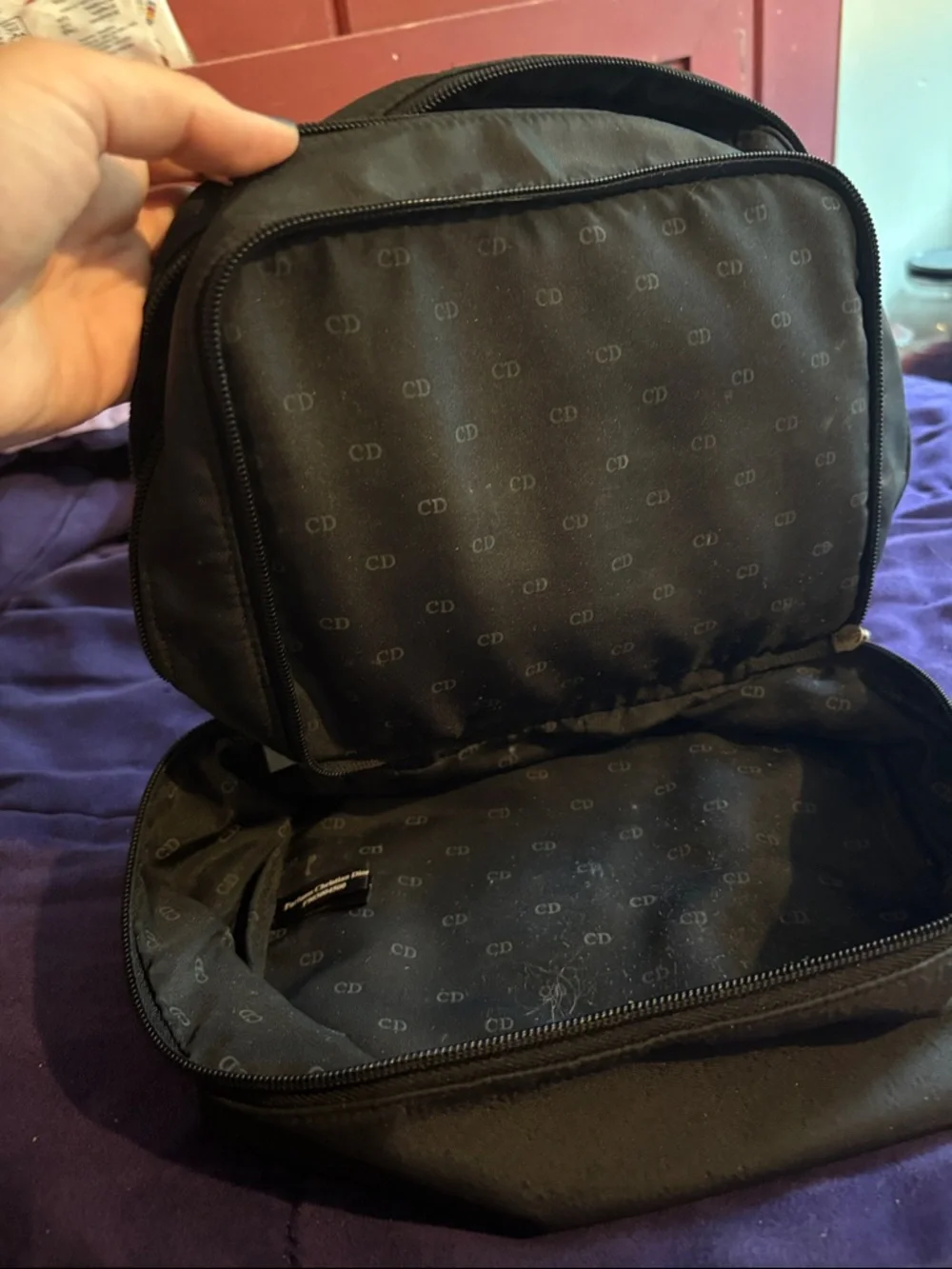 Dior Beauty Black Nylon Travel Toiletry Bag Makeup Cosmetic Case Organizer